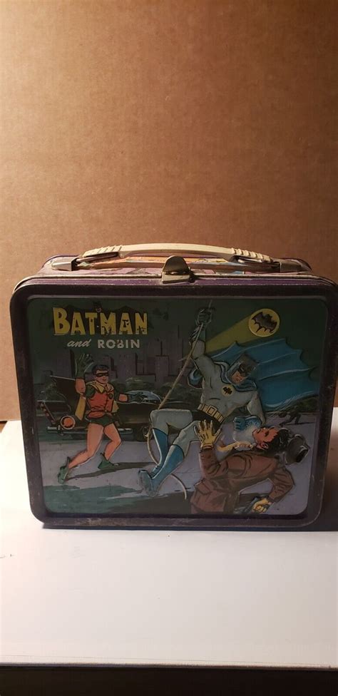 metal batman lunch box|1966 batman lunch box.